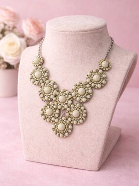 Women’s silver and yellow Statement Bib Necklace